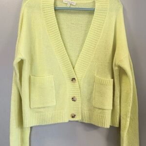 Urban Outfitters Truly Madly Deeply Neon Yellow Cardigan Boho Minimalist